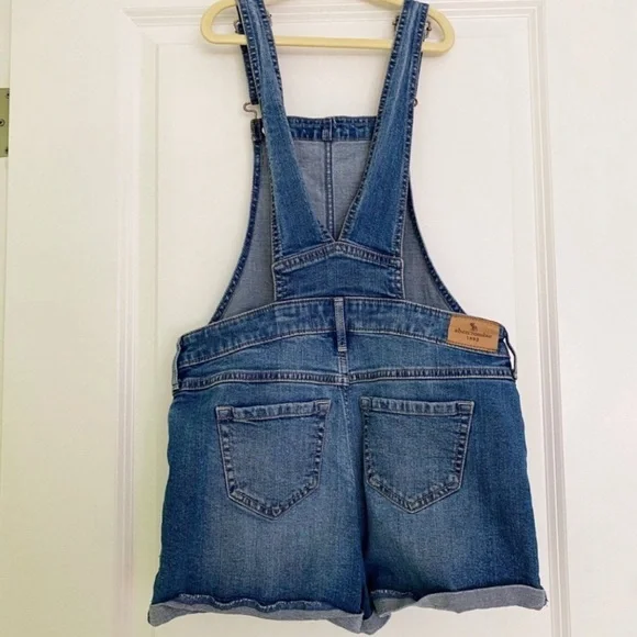 Abercrombie Kids girls summer Jean denim shortalls overalls shorts 13 14 years - Picture 2 of 3